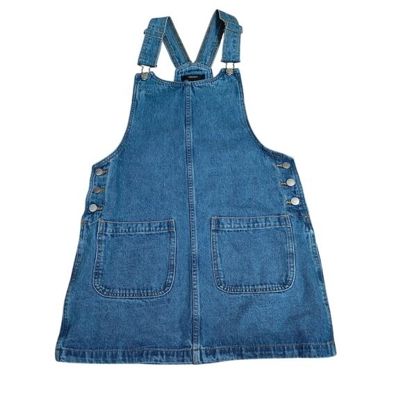 Forever 21 Denim Overalls Dress Junior’s Size Small Front Pockets Blue - Picture 1 of 4
